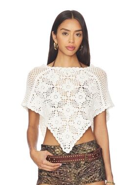 Frankies Bikinis Sophie Crochet Poncho in soft sand